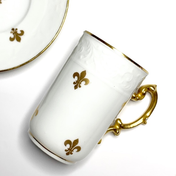 Other - ⚜️FLEUR DE LIS_WHITE PORCELAIN CUP + PLATE⚜️